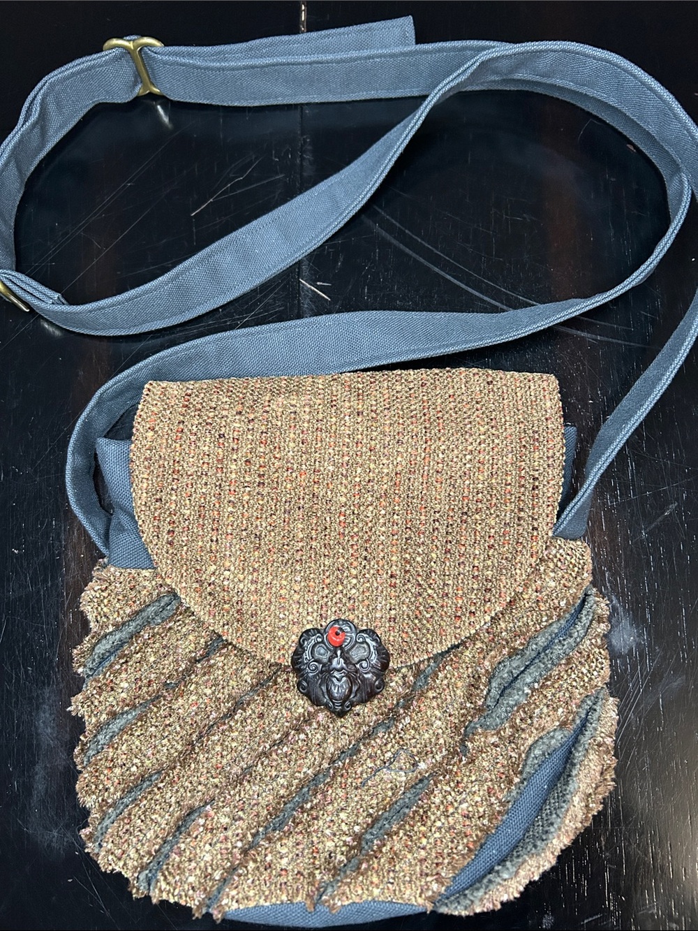 Rare one of a kind Handmade Bag wearable art up cycled textile